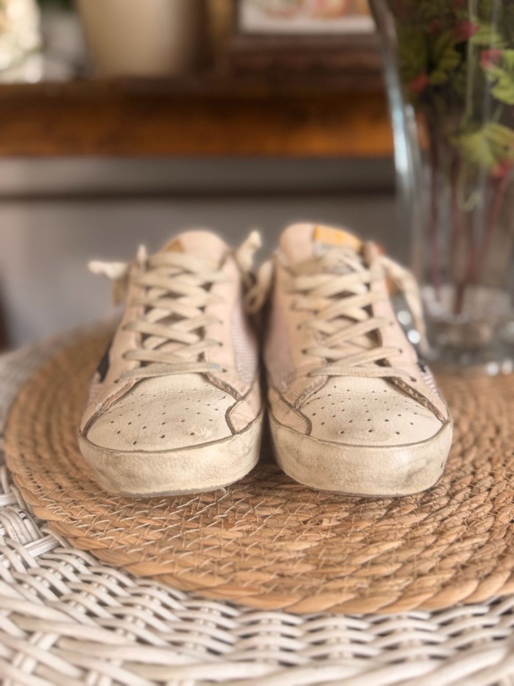 Golden Goose Beige Canvas Sneaker with Black Star - Picture 5 of 9